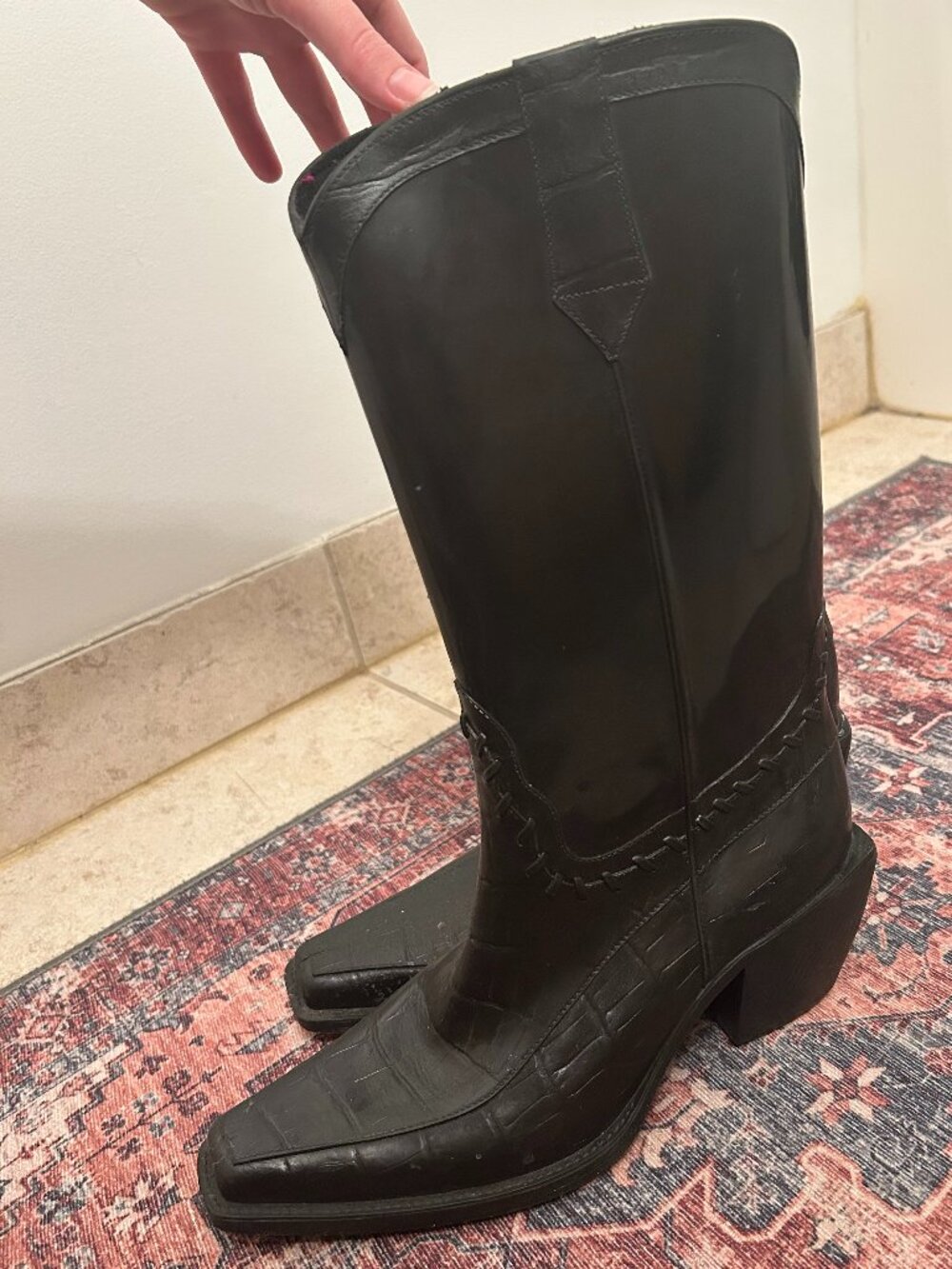 Vintage Donald J. Pliner Embossed Cowboy Rain Boots